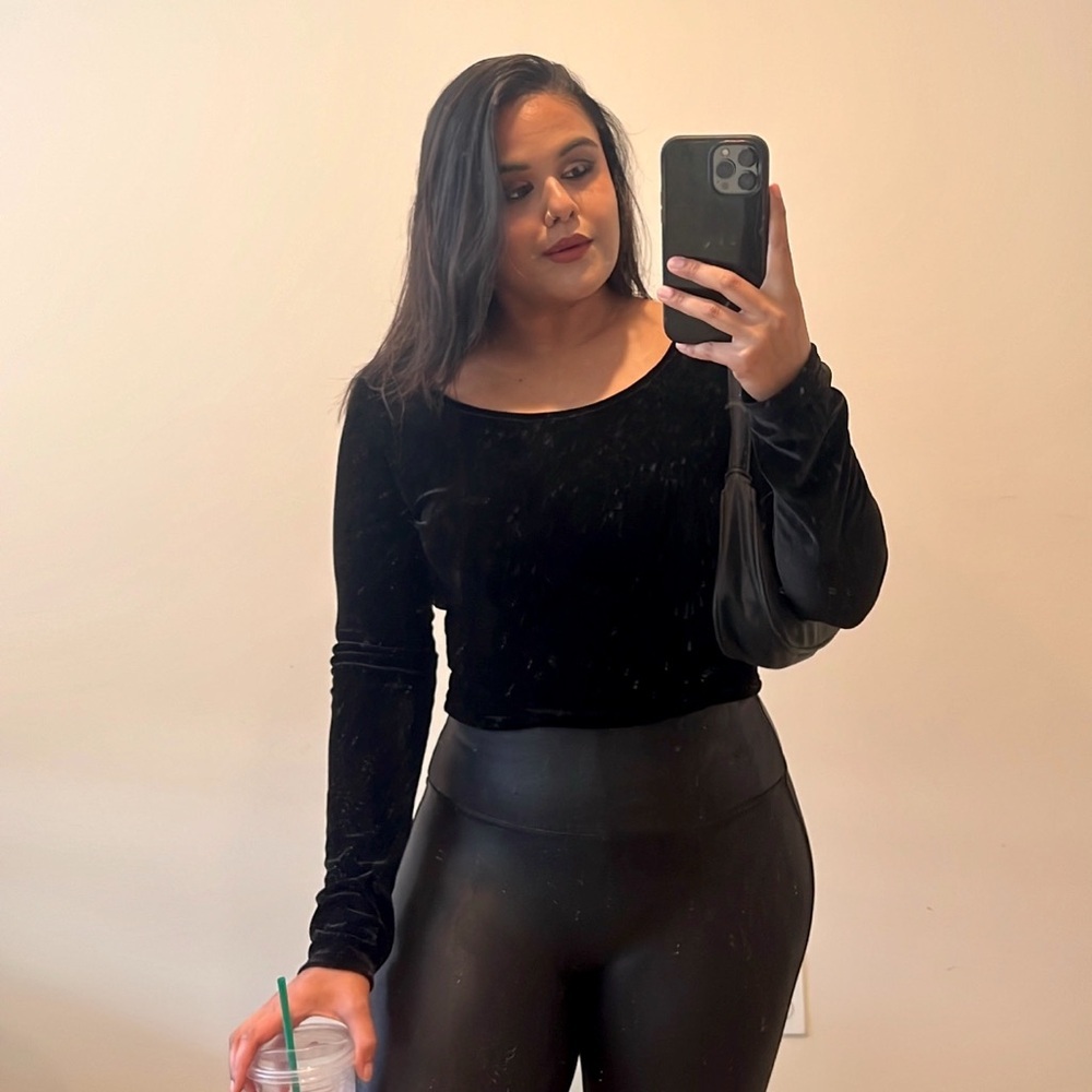 Black velvet crop top